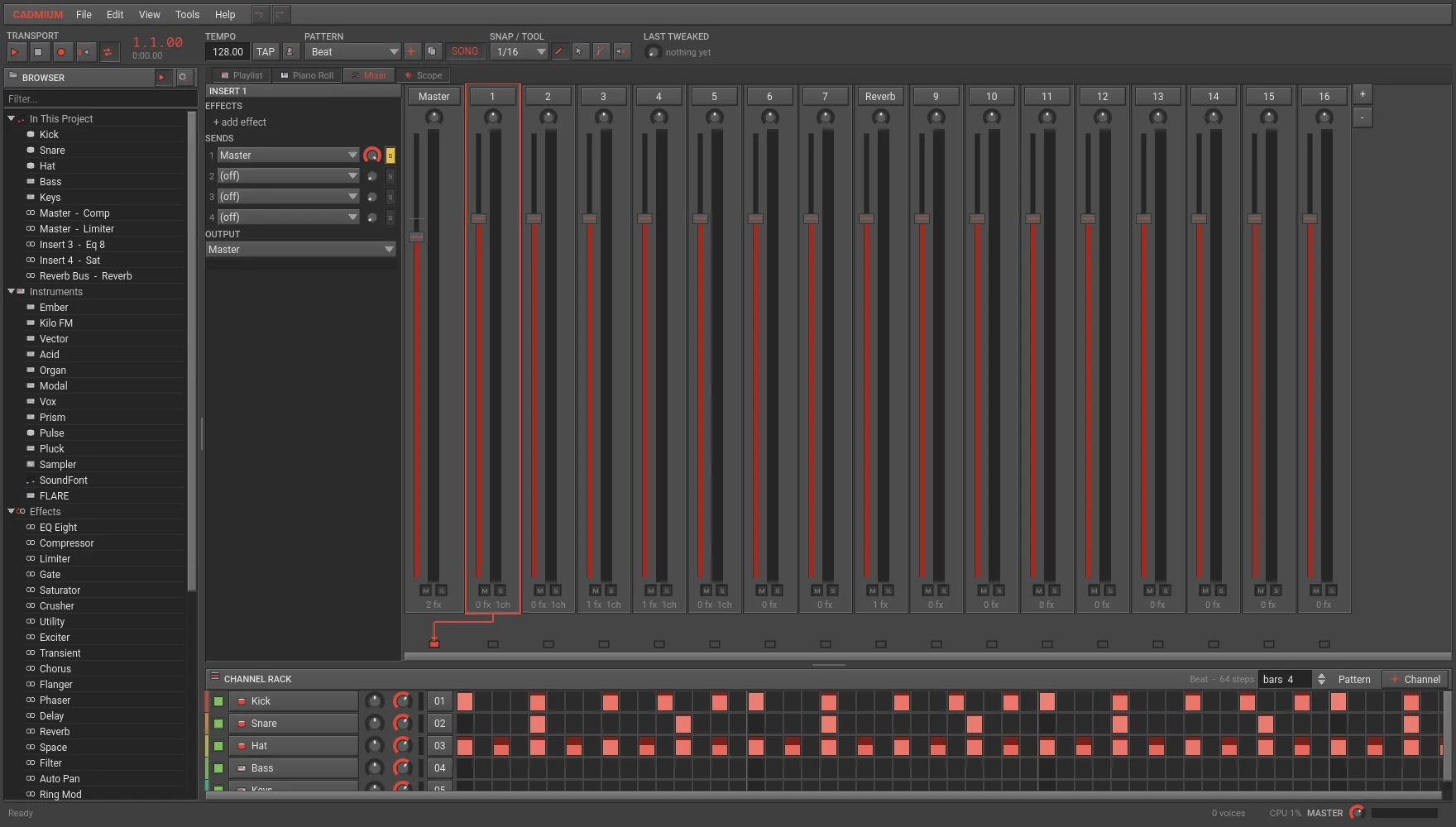 Cadmium - the mixer with inserts, sends and routing